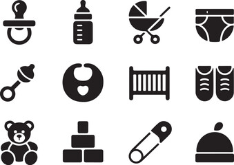 Essential baby care icons for modern parents and brands