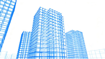 Blue Wireframe Architecture Digital Model