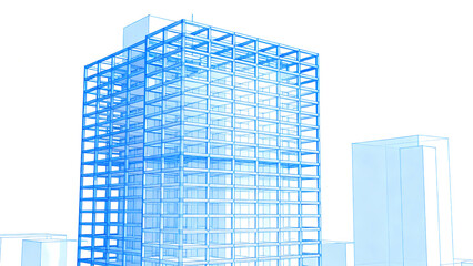 Blue Wireframe Architecture Digital Model