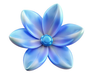 Isolated blue flower with 6 petals 3d render illustration on white backdrop