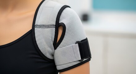 Close up of a person wearing a compression sleeve on their arm