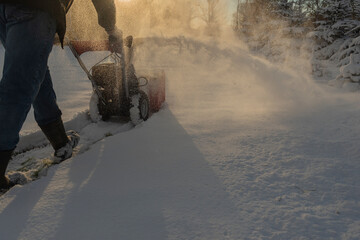 Snow cleaning with cleaner.