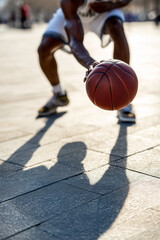 Naklejka premium Close up, A basketball player's shadow, 