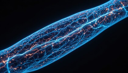 Stunning blue network connecting vibrant points in sleek 3D design for technology, science, and future concepts with modern glowing light effects