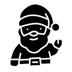 Cute Santa Claus Christmas Icon – Black Holiday Character Illustration