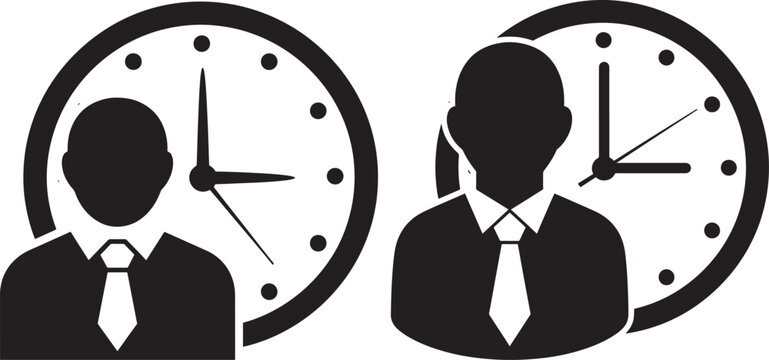 Business people and clocks silhouette
