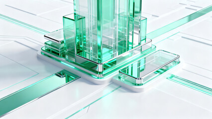 Modern Abstract Green Transparent Cube Structure Design