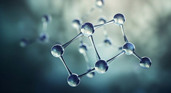 Abstract molecular structure with water droplets