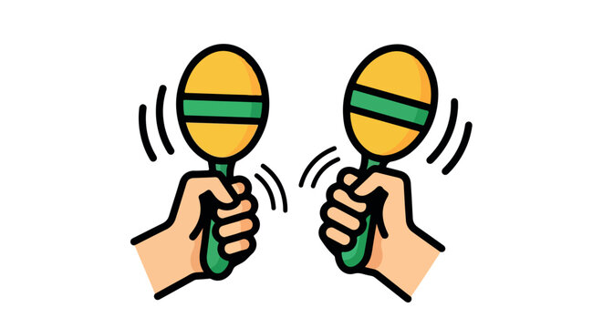 Two hands playing maracas with transparent background