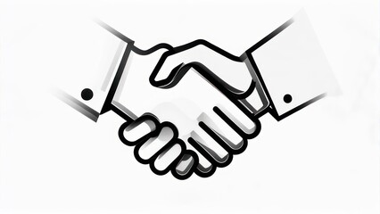 Hand-drawn illustration of two hands clasping in a handshake gesture, on white background