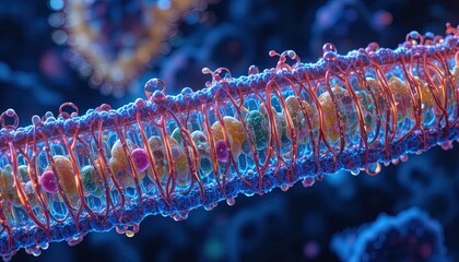 Explore vibrant cellular membrane detail with stunning 3D visualization for groundbreaking scientific research and medical advancements in biology studies