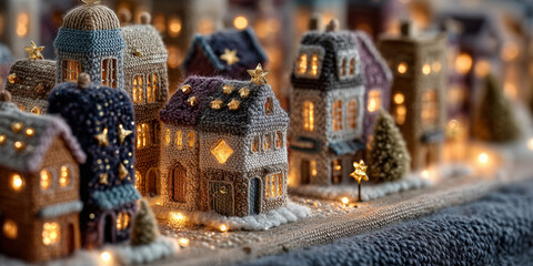 Fairytale Christmas Market Banner - Embroidered and Knitted Diorama Knit Trend