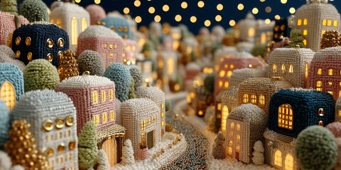 Fairytale Christmas Market Banner - Embroidered and Knitted Diorama Knit Trend