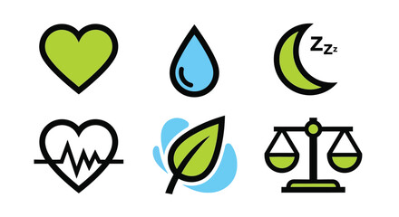 Obraz premium Promote your wellness brand with these health and well-being icons