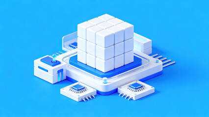 Futuristic White Low-Poly Digital Architecture Device