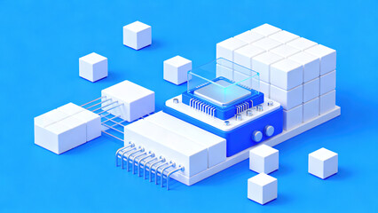 Futuristic White Low-Poly Digital Architecture Device