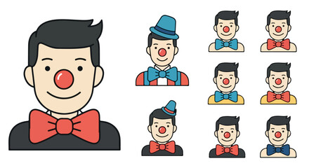 Clown face icons with transparent background