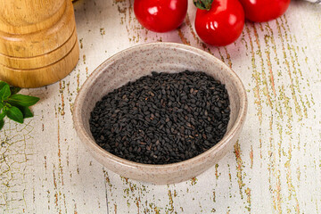 Black sesame seeds in the bowl