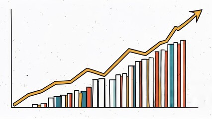 Illustrated bar graph with ascending arrow indicating growth, progress, and positive trends
