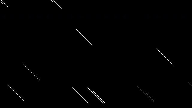 Motion graphics overlay parallel white lines falling diagonally