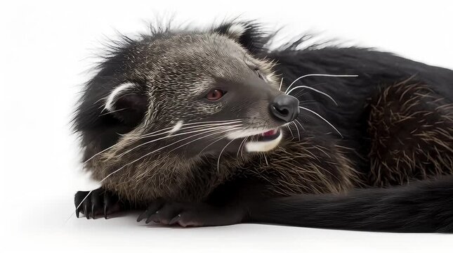 Binturong, It's getting sleepy. isolated on a white background