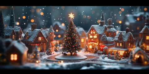 Fairytale Christmas Market Banner - Embroidered and Knitted Diorama Knit Trend