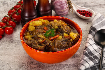 Gourmet Oxtail beef soup with vegetables