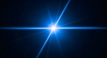Bright blue starburst lens flare effect emanating from center against dark cosmic background