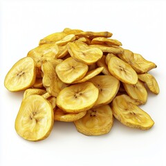 Banana chips dried fruit fries crunchy snack, isolated white