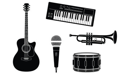Fototapeta premium Black musical instruments for creating vibrant music performances