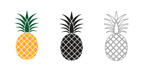 Minimal pineapple set vector illustration