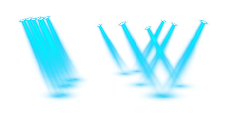 Bright Blue Spotlight Beam with Glowing Light, Transparent Background, and Shiny Effects for Concert, Stage, or Nightclub Designs