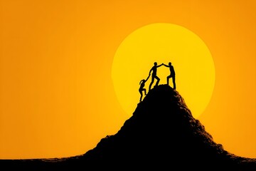 Silhouette of Animals on Hill at Sunset