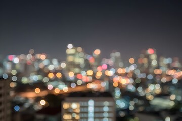 City Lights at Night Blurred Skyline