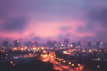 City Lights Under Pink Sky