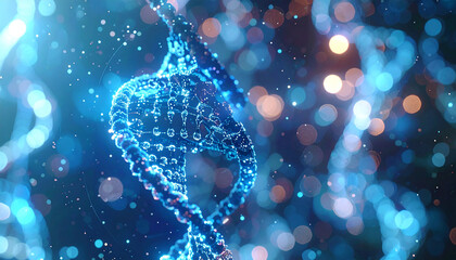DNA Helix: Intricate illustration of a double helix, aglow with a mesmerizing display of light and color, symbolizing the core of life's code.
