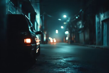 City Street at Night in Teal and Orange