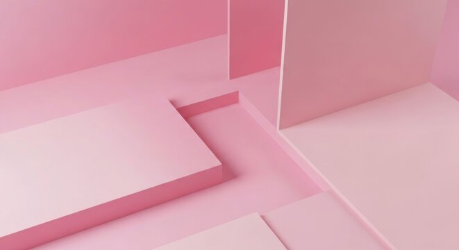 Minimalist abstract composition with pink geometric shapes - Powered by Adobe