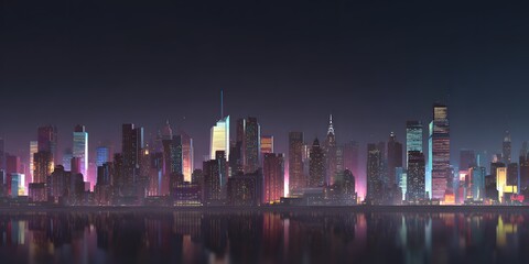 City Lights Reflection at Night