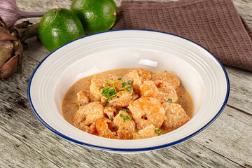 Prawn in white cream sauce