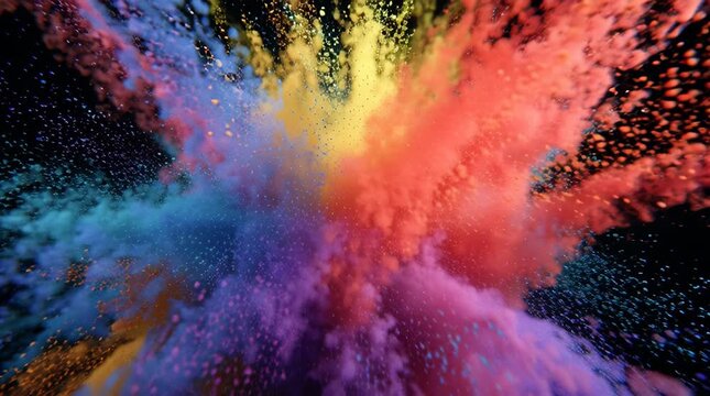 Color Powder Explosion Animation on Black Background