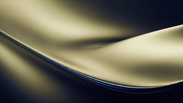 Sophisticated abstract design with a flowing golden metallic shape on a dark backdrop. Elegant smooth waves and soft light create a luxurious and modern presentation