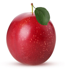 Red Plum with green leaf