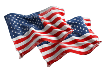 Two vibrant, rippling national flags displayed dynamically against a transparent background