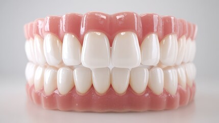 Upper and lower arches with pristine enamel in a 3D dental render