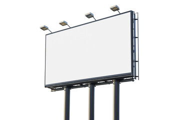Obraz premium Large Blank Outdoor Billboard on Three Posts Isolated on Transparent Background. Blank Billboard Display on Posts Isolated.