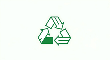Green recycling symbol with three arrows on white background