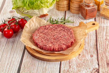 Raw beef cutlet for burger