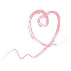 Fototapeta premium Illustration of hand drawn pink heart line