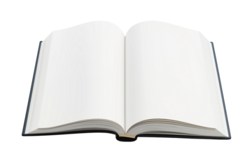 Open Book Mockup with Blank White Pages Isolated on Transparent Background. Minimalist Open Book or Magazine Mockup PNG.